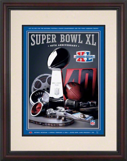 Framed 8.5 X 11 Super Bowl Xl Program Print  Details: 2006, Steelers Vs Seahawks