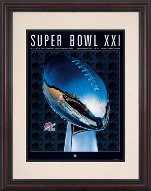 Framed 8.5 X 11 Super Bowl Xxi Program Print  Details: 1987, Giants Vs Broncos