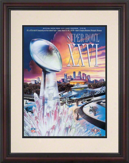 Framed 8.5 X 11 Super Bowl Xxvi Program Print  Details: 1992, Redskins Vs Bills