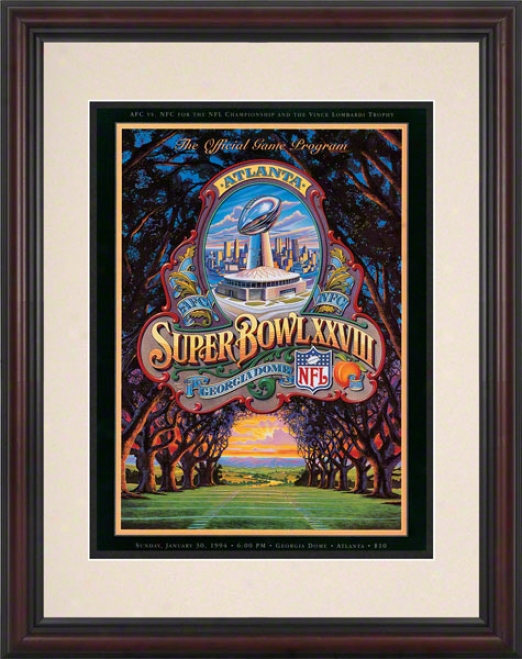 Framed 8.5 X 11 Supef Bowl Xxviii Program Print  Details: 1994, Cowboys Vs Bills