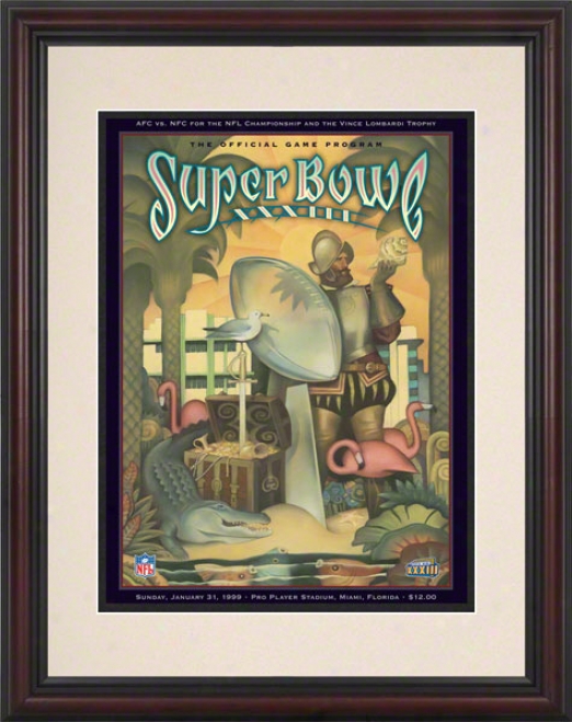 Framed 8.5 X 11 Super Bowl Xxxiii Program Prin  Details: 1999, Broncos Vs Falcons