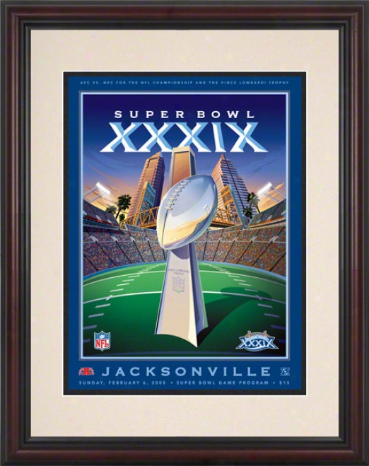 Framed 8.5 X 11 Super Bowl Xxxix Program Print  Details: 2005, Patrkots Vs Eagles