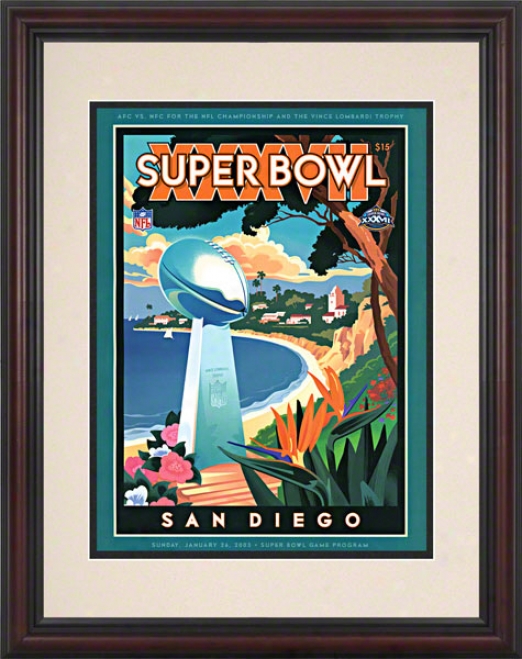 Framed 8.5 X 11 Super Bowl Xxxvii Program Print  Particulars: 2003, Buccaneers Vs Raidsrs