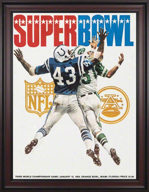 Framed Canvas 36 X 48 Super Bowl Iii Program Impress  Details: 1969, Jets Vs Colts