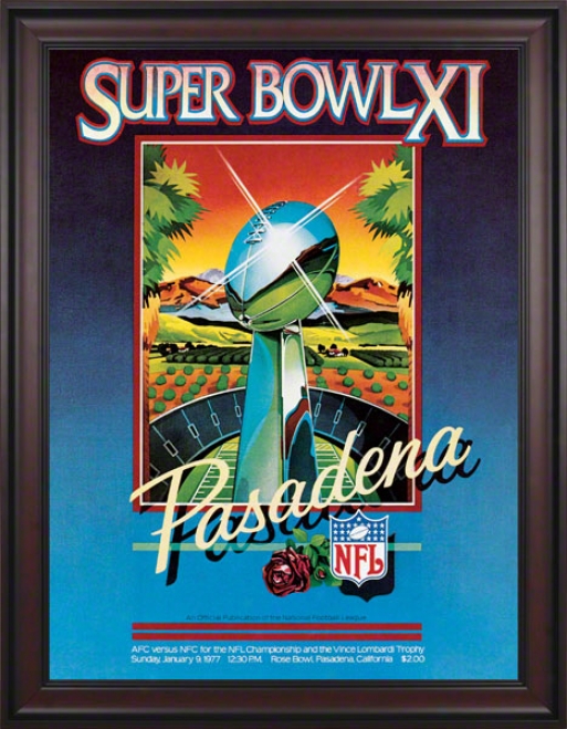Framed Canvas 36 X 48 Super Bowl Xi Protram Print  Details: 1977, Raiders Vs Vikings