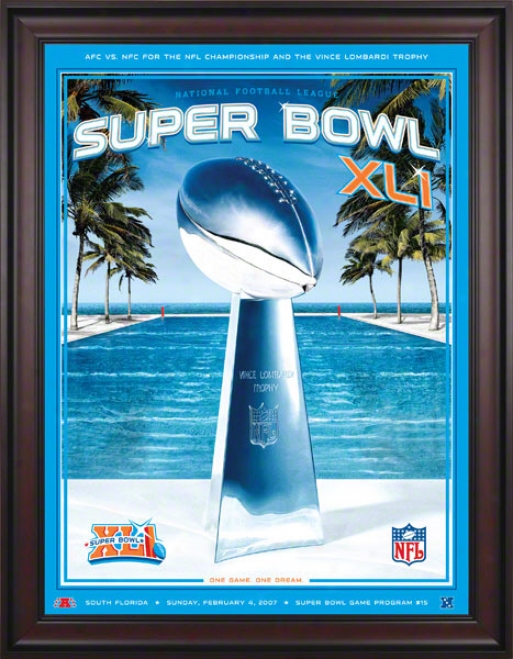 Framed Canvas 36 X 48 Super Bowl Xli Program Print  Details: 2007, Colts Vs Bears