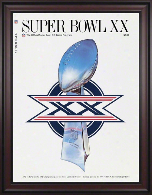 Framed Canvas 36 X 48 Super Bowl Xx Program Print  Details: 1986, Bears Vs Patriots