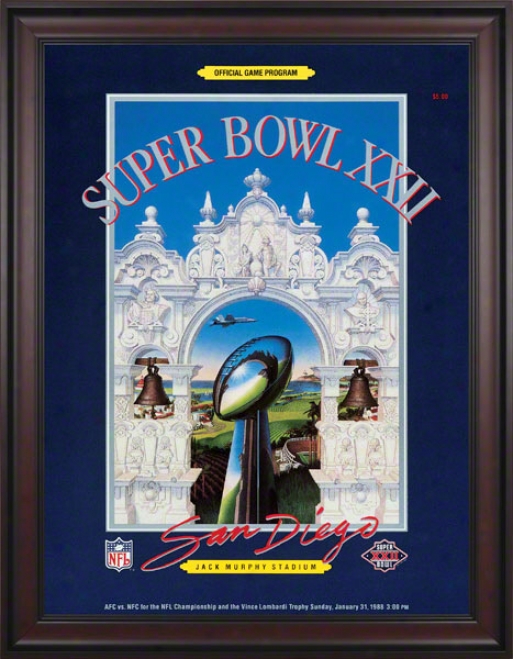 Framed Canvas 36 X 48 Super Bowl Xxii Program Print  Details: 1988, Redskins Vs Broncos