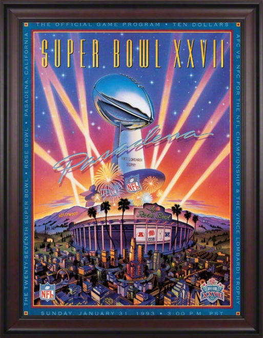 Framed Canvas 36 X 48 Super Bowl Xxvii Program Print  Details: 1993, Cowboys Vs Bills