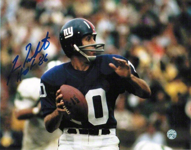 Fran Tarkenton Autographed New York Giants 8x10 Photo Inscribed &quothof 86&quot