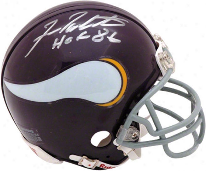 Fran Tarkenton Minnesota Vikings Autographed Throwback Riddell Mini Helmet With Hof86