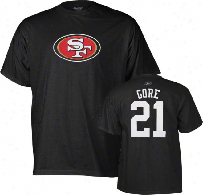 Frank Gore San Francisco 49ers Black Reebok Name & Nymber T-xhirt