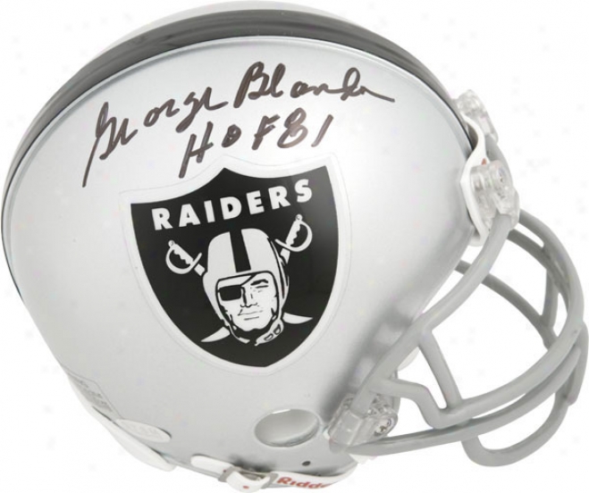 George Blanda Oakland Raixers Autographed Mini Helmet With Hof Inscription