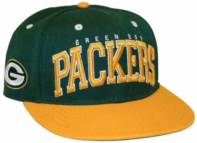 Green Bay Packers Biy Text 2 Tone Flatbill Snapback Hat
