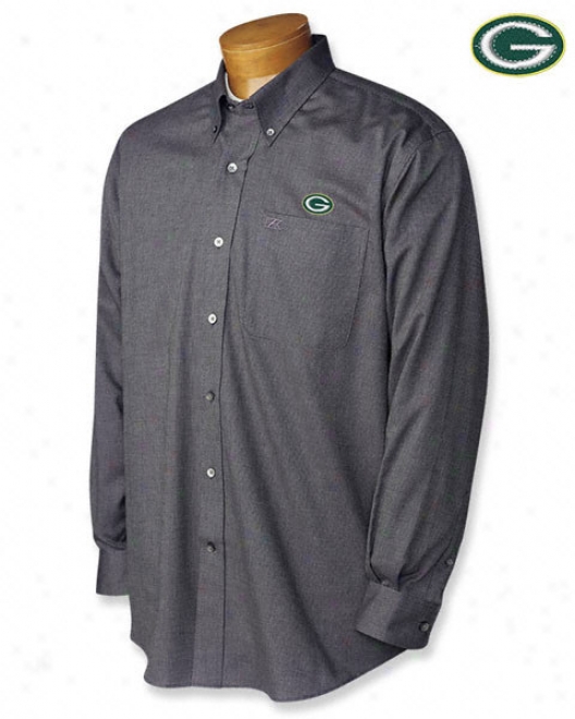 Green Check Packers Black Long Sleeve Nailshead Woven Shirt