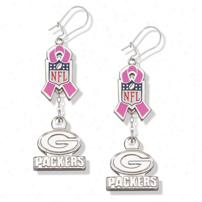 Green Bay Packers Breast Cancer Awareness Earrings
