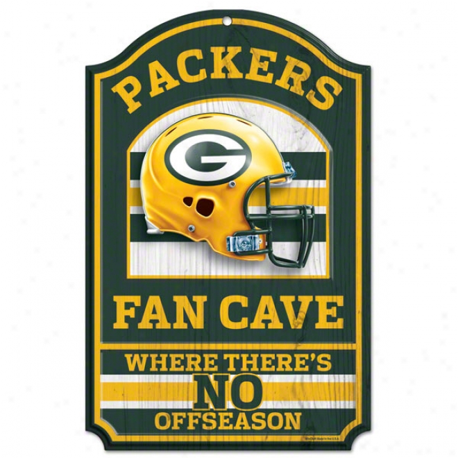 Green Bay Packers Fan Cave 11x17 Wood Sign