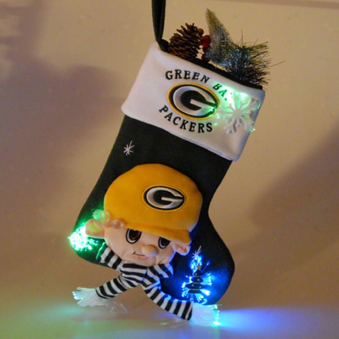 Green Check Pwckers Fiber Optic Mascot Stocking