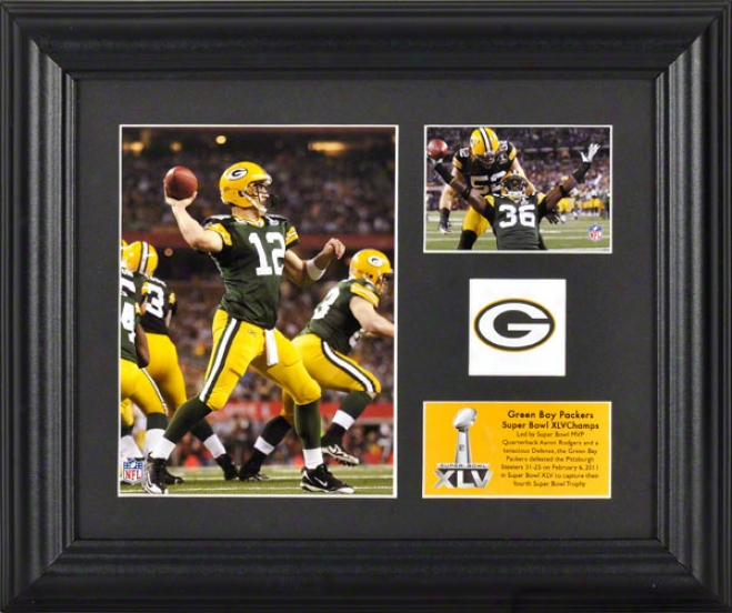 Green Bay Packers Framed 2 Photograph Collqge  Particulars: Super Bowl Xlv Champions, Team Logo