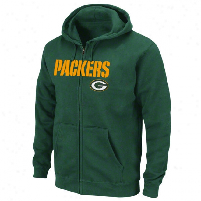 Green Bay Packers Green Classic Heavyweight Ii Full-zip Fleece Hooded Sweatshirt