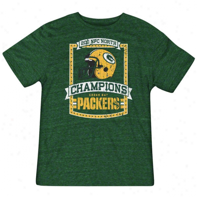 Green Bay Packers Heafhered Green 2011 Nfc North Division Champions Old Sign Tri Mingle T-shirt