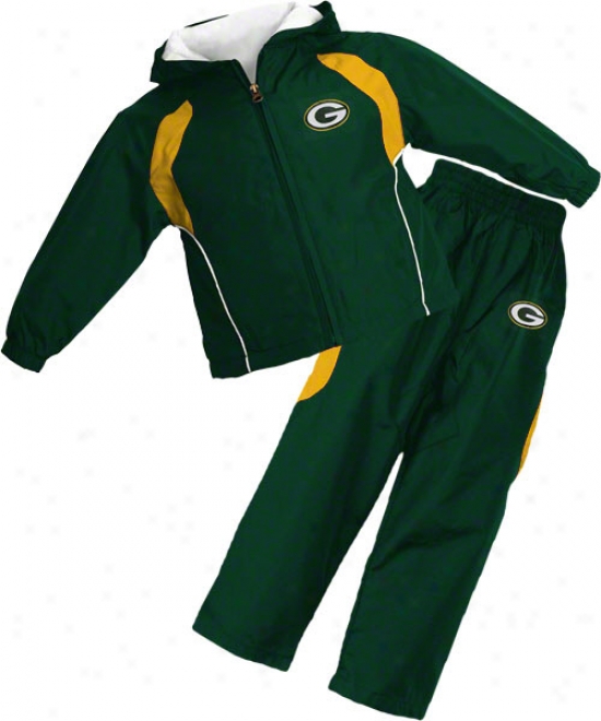 Green Bay Packers Kid's 4-8 Full-zip Hooded Jackt And Pant Set