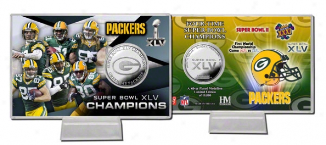 Green Bay Packers Super Bowl Xlv Champions Silver Coin Card