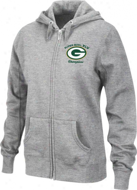 Green Bay Packers Women's Super Bowl Xlv Champions Season Premium Iv Grey Hooded Sweatshirt