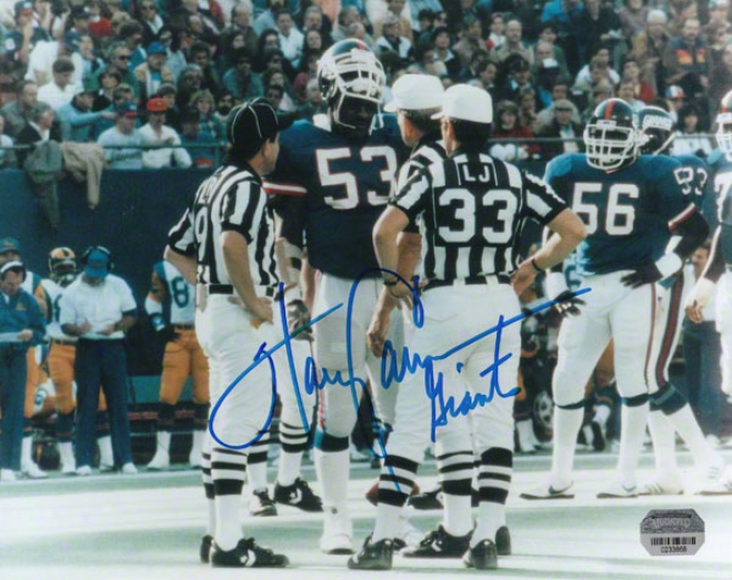 Harry Carson New York Giants Autographed 8x10 Photograph With Giants Inscription