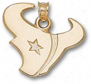 Houston Texans 10k Gold Horn Logo 3/4'' Pendant