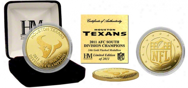 Houston Texans 2011 Afc South Division Champions 24kt Gold Coin