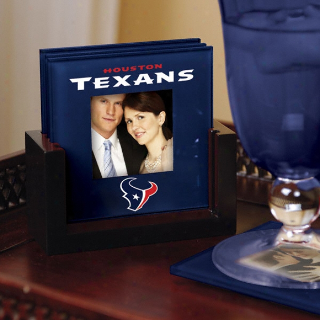Houston Texans Art Glass Pho5o Coastter Set