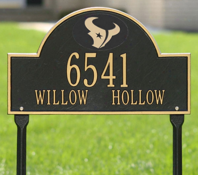 Houston Texans Black And Gold Personalized Address Oval Lawn Plaque