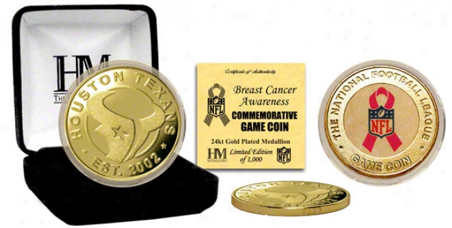 Houston Texans Pap Cancer Awareness 24kt Gold Quarry Coin