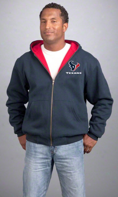 Houston Texans Jacket : Navy Reebok Hooded Craftsman Jacket