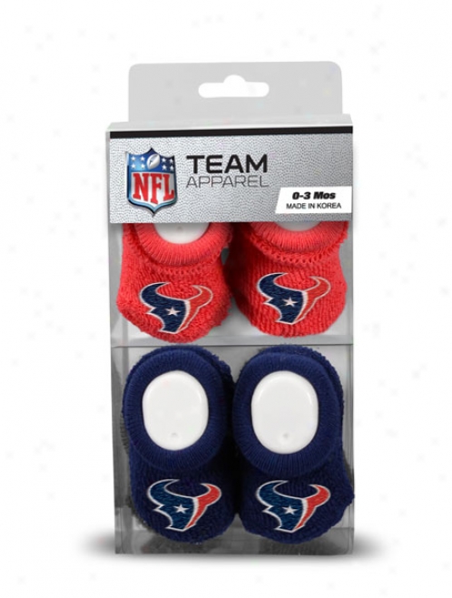 Houston Texans Newbor n0-3 Months Navy And Red Nfl Booties 2 Pack