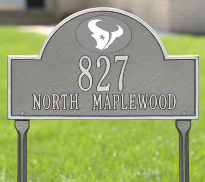 Houston Texans Pewter And Silver Personalized Address Lawn Plaque