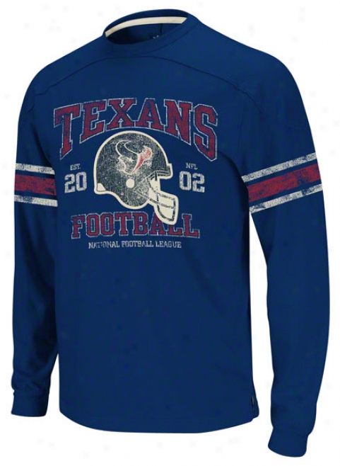 Houston Texans Vintage Appliqu Long Sleeve Navy T-shirt