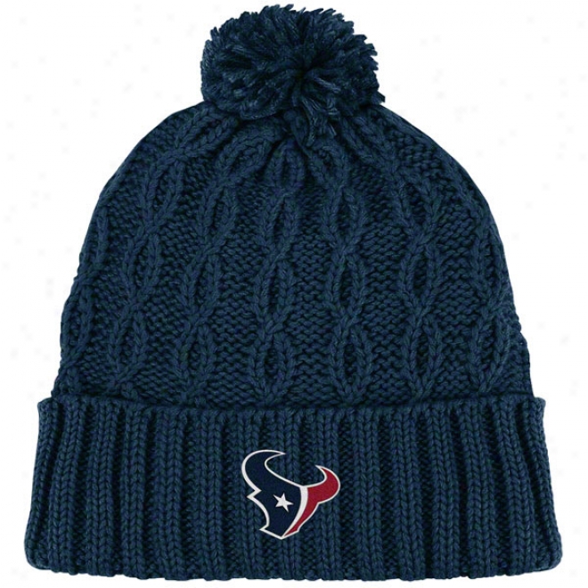 Houston Texans Women's Knit Hat: Retro P0m Cuffed Join Hat