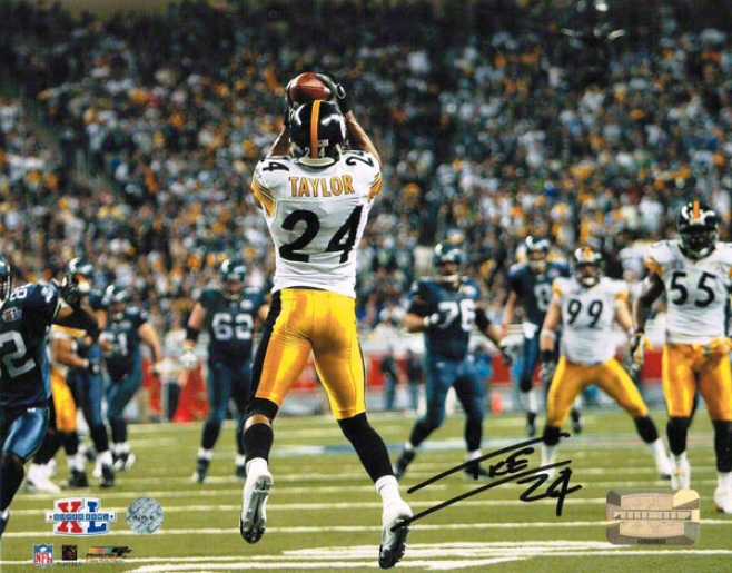 Ike Taylor Pittsburgh Steelers Autogfaphed 8x10 Photo Interceptlon