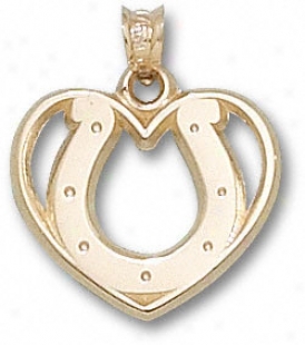 Indianapolis Colts 10k Gold Horaeshoe Logo Heart Pendant