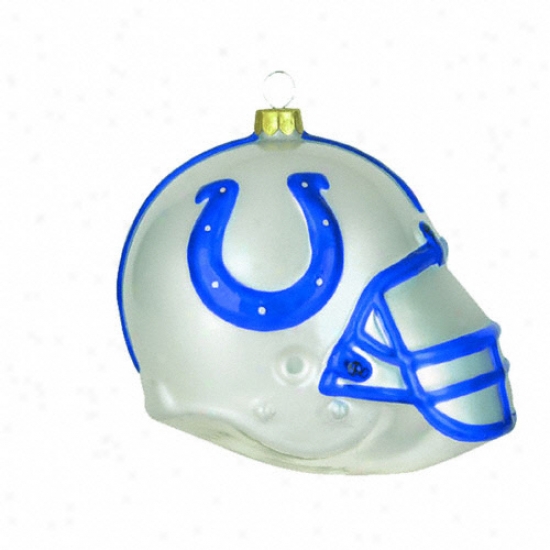 Indianapolis Colts 4&quot Team Glass Helmet Ornament