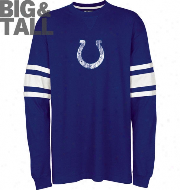 Indianapolis Colts Big & Tall Arm Stripe Log Sleeve Jersey Crew