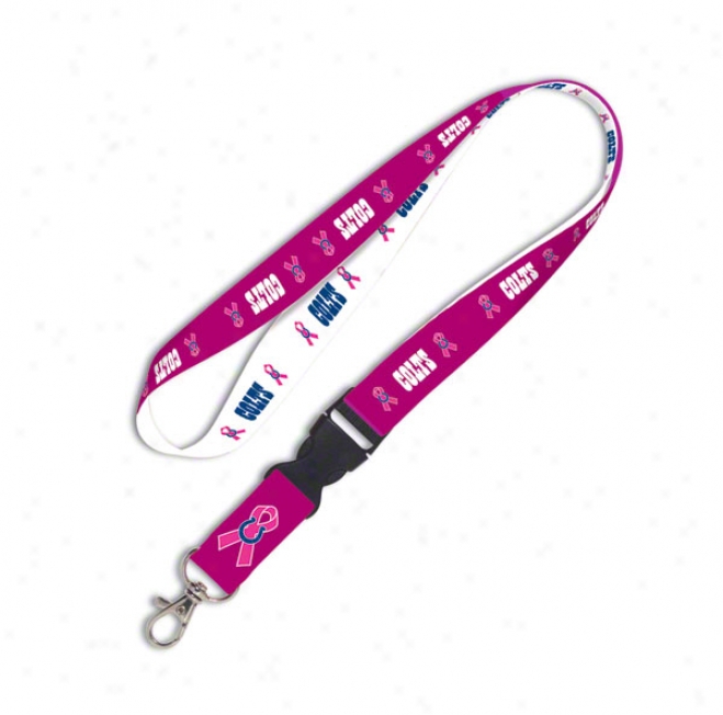 Indianapolis Colts Heart Cancer Awareness 2-tone Detachable Lanyard