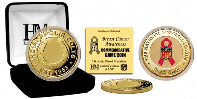Indianapolis Colts Breast Cancer Awarenwss 24kt Gold Game Coin