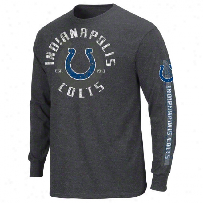 Indianapolis Colts Charcoal Gridiron Tough Iii Long Sleeve T-shirt