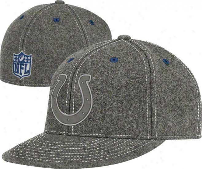 Indianapolis Colts Flex Hat: Grey Series Melton Wool Flat Brim Flex Hat