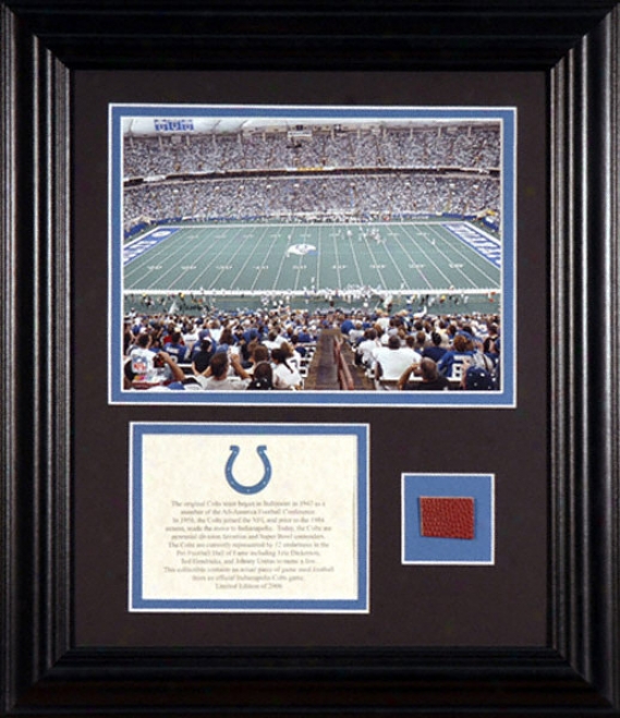 Indianapolis Colts Framed 6x8 Stadium Phhoto With Game Used Footbaall And Descriptive Plate