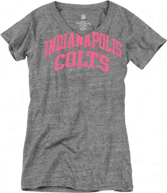 Indianapolis Colts Girl's Pink Team Tri-blend V-neck T-ahirt