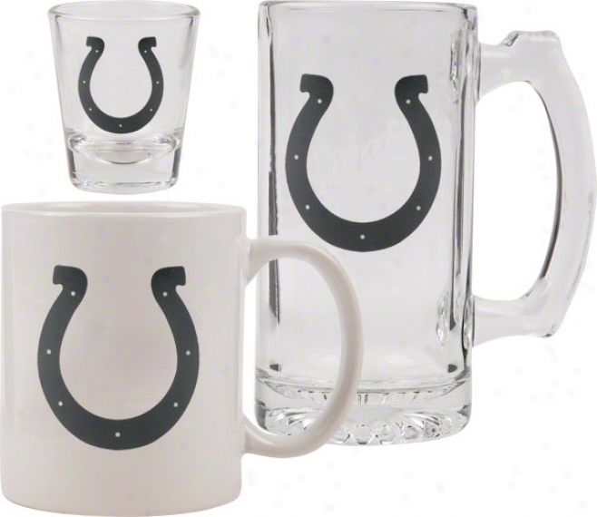 Indianapolis Colts Glassware Set: Logo Tankard, Coffee Mug, Shot Glass